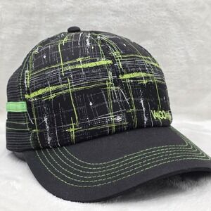 Volcom Hat Cap Snapback Trucker Black Green Plaid Mesh Skate Surf Y2K Streetwear